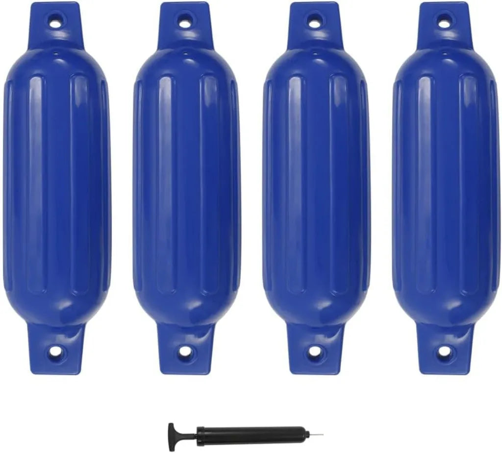 4er Set Bootsfender PVC Blau 41 x 11,5 cm inkl. Pumpe – Ideal für Yachten und Boote