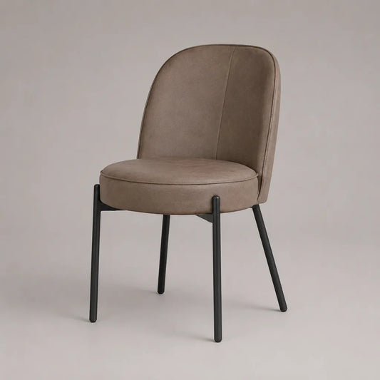 Gepolsterter Esszimmerstuhl aus Stoff mit Stahlgestell, Taupe/Schwarz, 85 x 49 x 55 cm