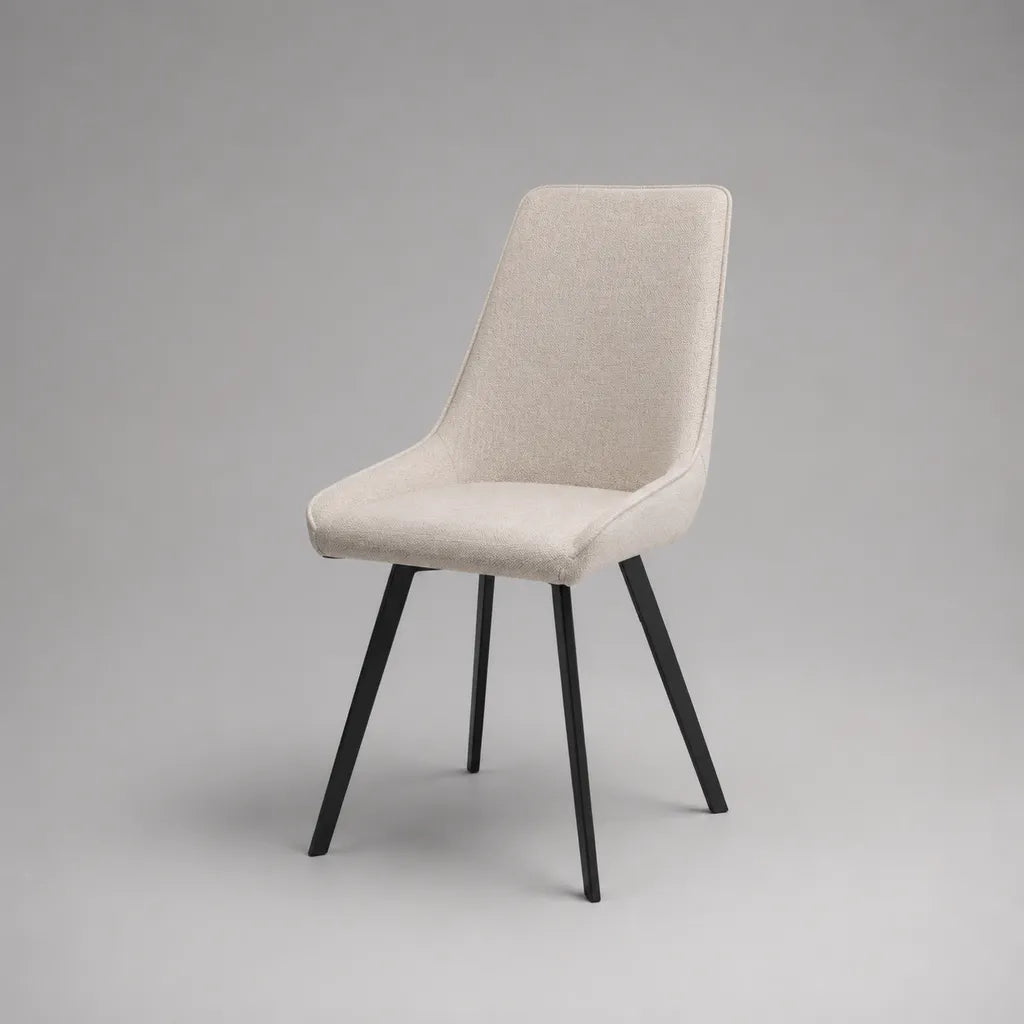 Esszimmerstuhl mit Polyesterbezug und Stahlbeinen, 54 × 60 × 86 cm, Beige und Schwarz
